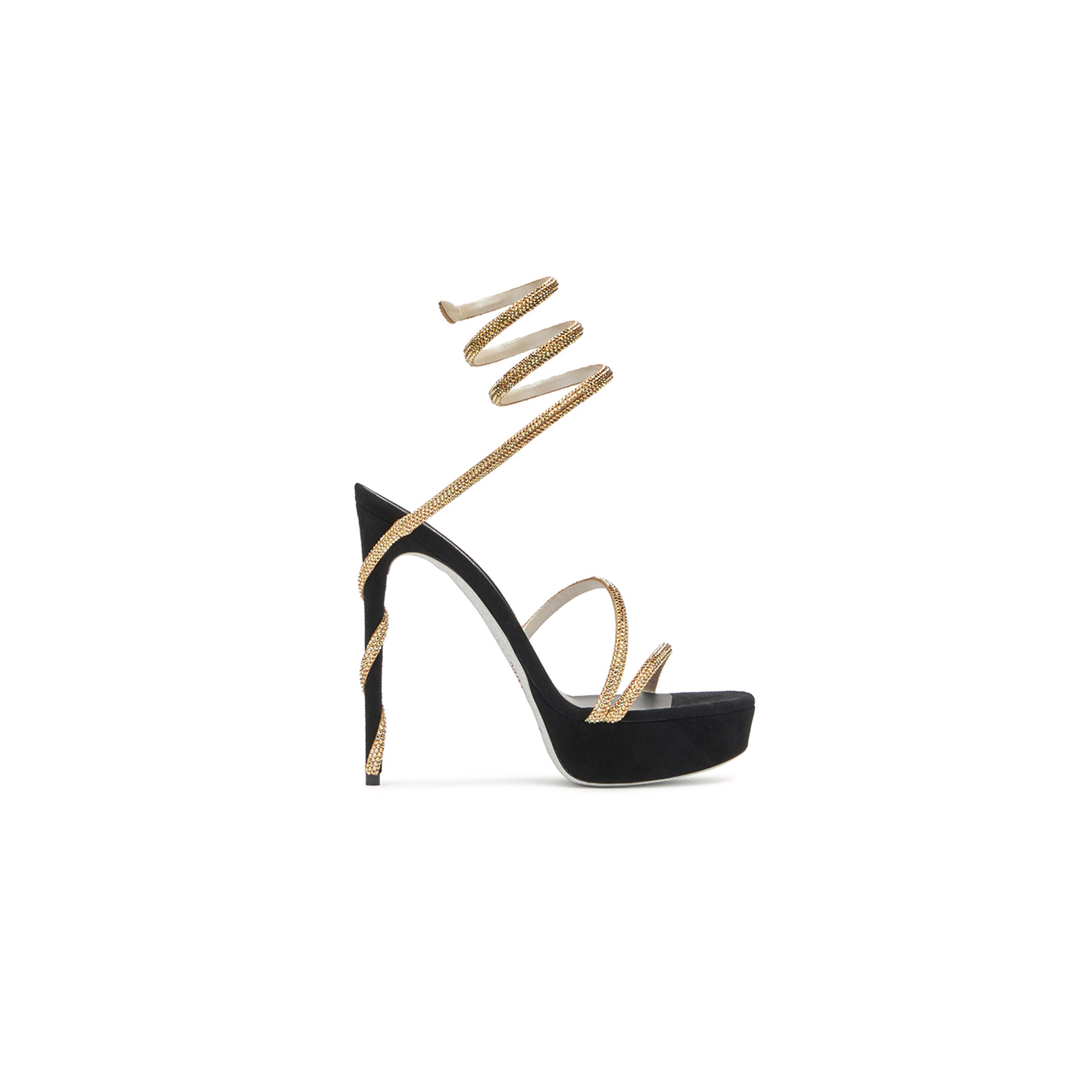 RENE CAOVILLA MARGOT CRYSTAL BLACK-GOLD PLATFORM SANDAL 130 C11339 RENE CAOVILLA MARGOT CRYSTAL BLACK-GOLD PLATFORM SANDAL 130 C11339